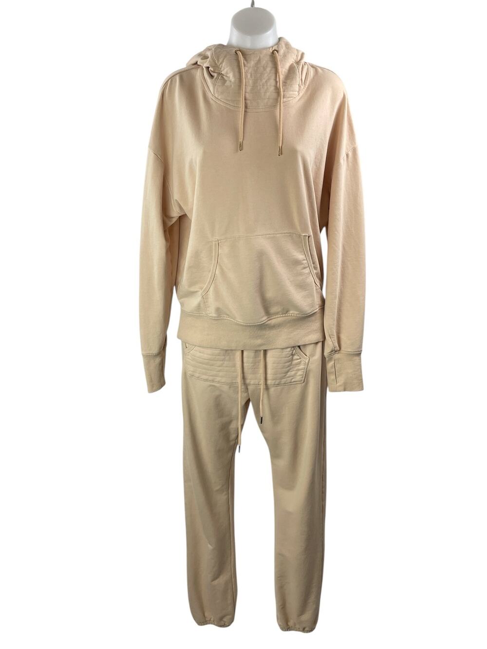 Sundays Beige Oversized Pullover Hoodie Hooded Jogger Lounge Pant Sets Size 1